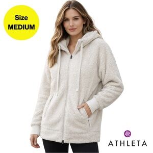 ATHLETA 🤍 COZY Tugga Long Sherpa Jacket, Pockets, Oversized (Womens Medium)